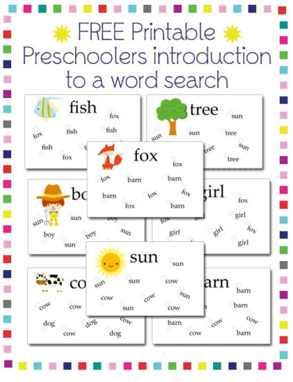 Preschool Activities: Word Search Printable